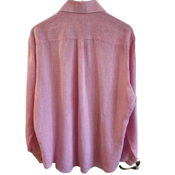 Peter Millar Men's Pink Linen Button Front Shirt Size Large - Picture 2 of 6
